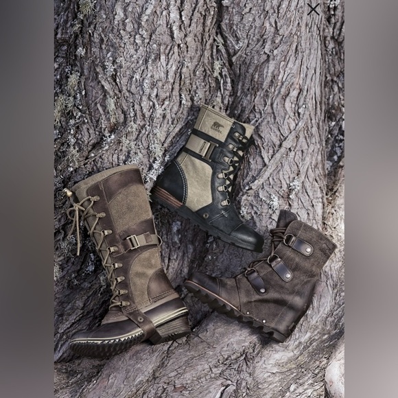 SOREL Joan Of Arctic Wedge Boot W’s 9 Leather Lug Sole NL1987-028 Dark Grey - Picture 15 of 15